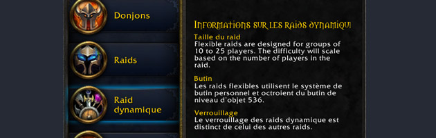 Au patch 5.4, vous bénéficierez d'un nouvel onglet pour les raids dynamiques