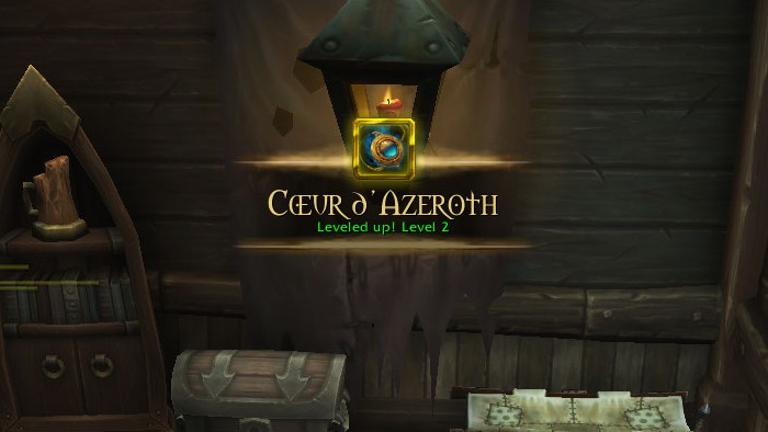 Effet visuel lorsque le cœur d'Azeroth gagne un niveau