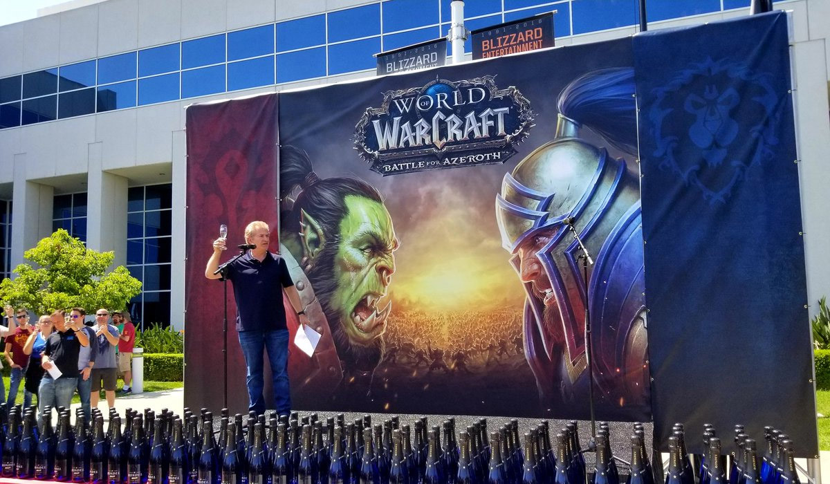 Mike Morhaime à Irvine lors de la fête célébrant l'extension Battle for Azeroth