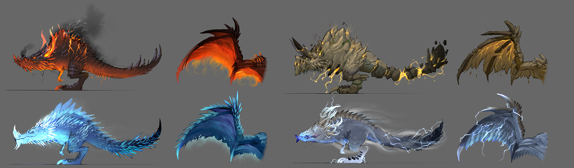Dragonflight : Artwork de proto-dragons élémentaires